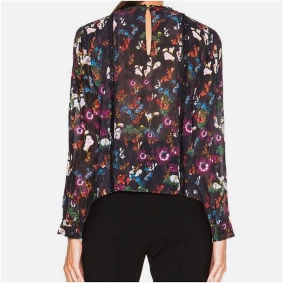 Alice + Olivia Angeline Silk Pintuck Floral Blouse - Picture 2 of 6
